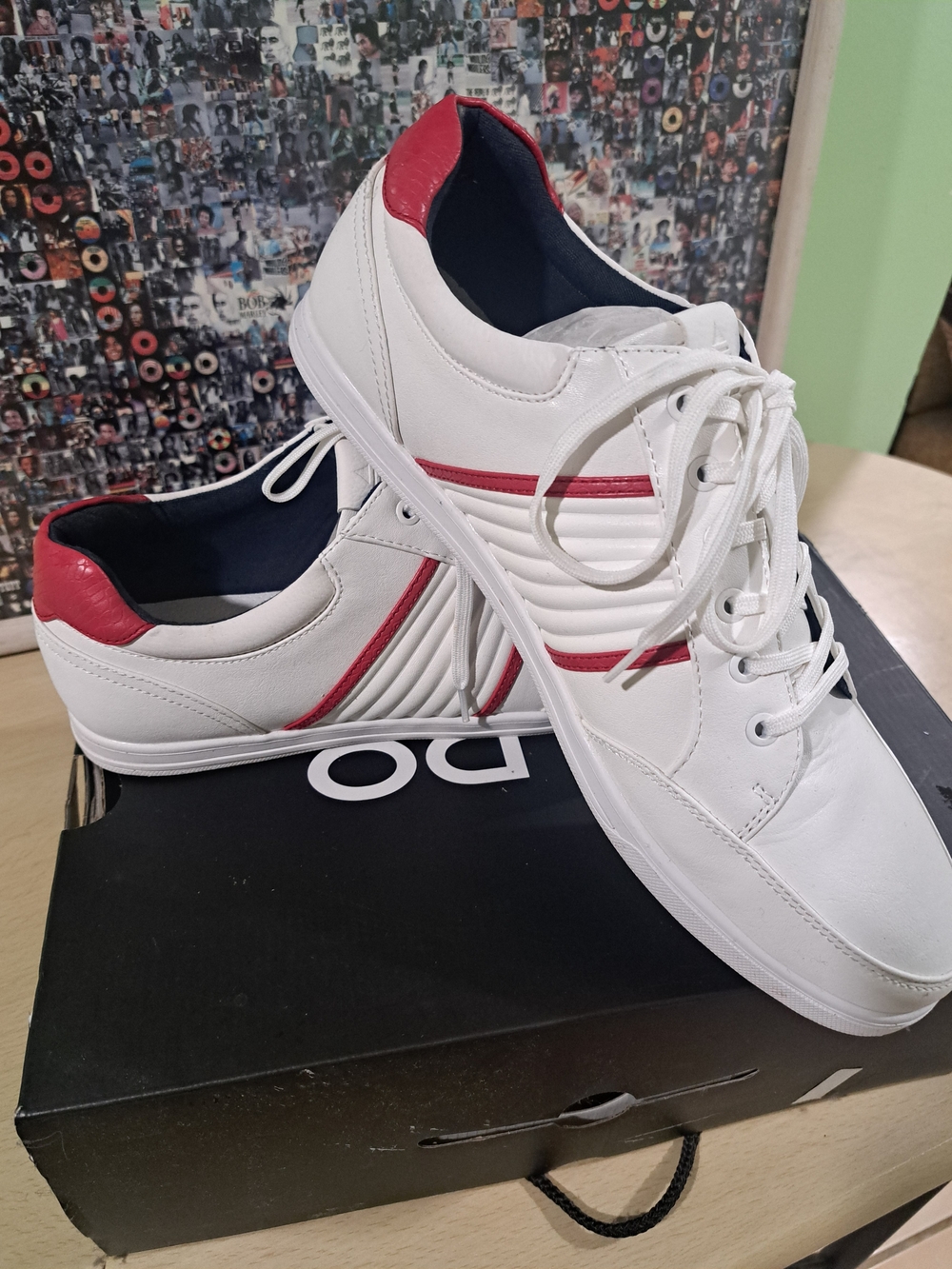 Aldo White Sneakers with Red Accents